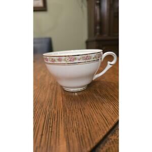 Vintage Pope Gosser China Floral Pink Rose Teacup Cup Gold Trim Made In USA